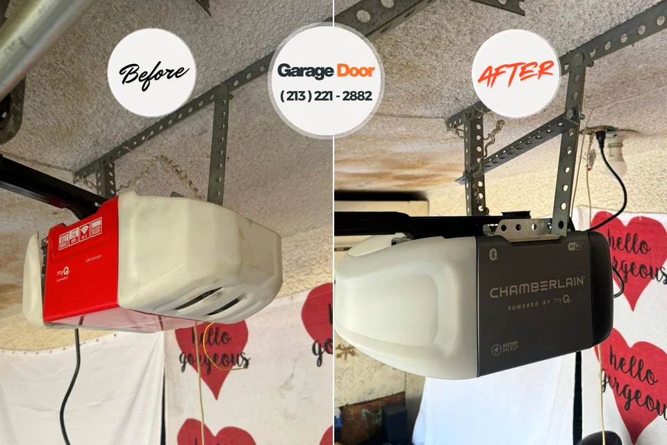 Before and after: garage door repair Covington, GA